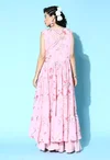 Lymi Peach Georgette Party Wear Indo Western Readymade Suits Wholesale Shop In Surat
